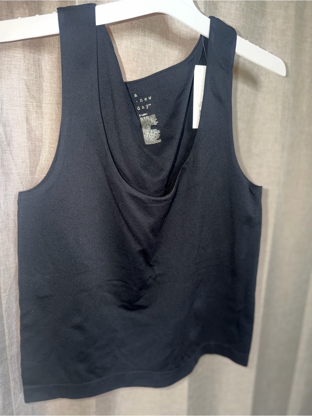A New Day Women’s Seamless Tank Top with Shelf Bra Black XL Sleeveless Stretch